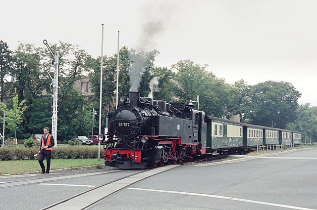 Parní úzkorozchodná lokomotiva 99 787 v Zittau